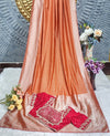 Rustic Orange Silk Blend Saree with Bandhani-Inspired Zari Weave