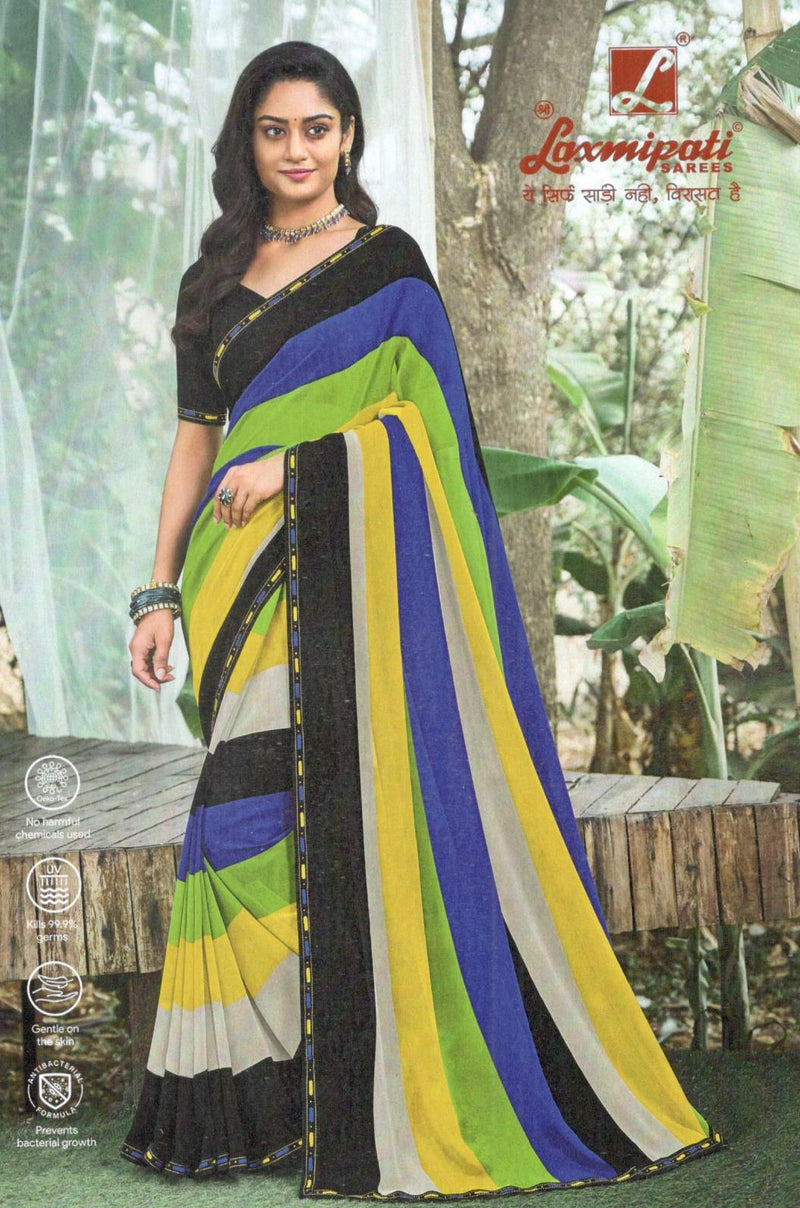 Chic Multi-Color Striped Georgette Saree for Modern Everyday Elegance