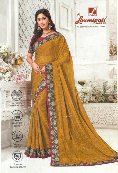 Classic Mustard Yellow Saree with Elegant Floral Border