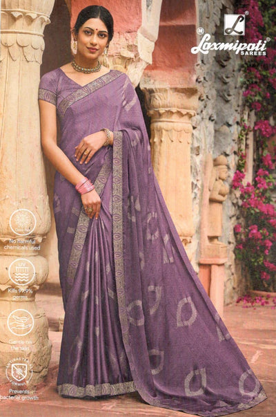 Elegant Lavender Purple Fancy Saree with Subtle Weave Design