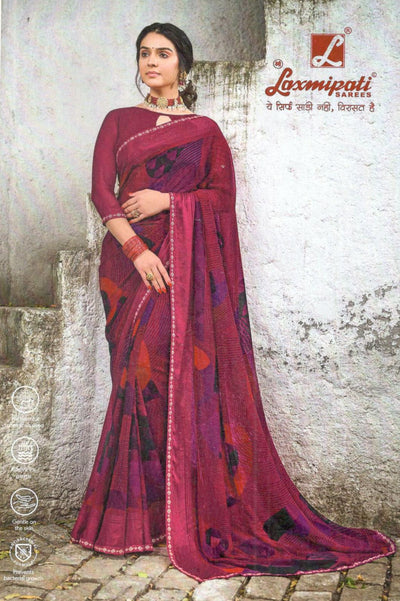 Sophisticated Maroon Fancy Saree with Abstract Digital Print