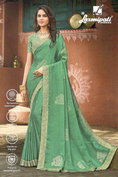 Serene Sage Green Fancy Saree with Subtle Floral Motifs