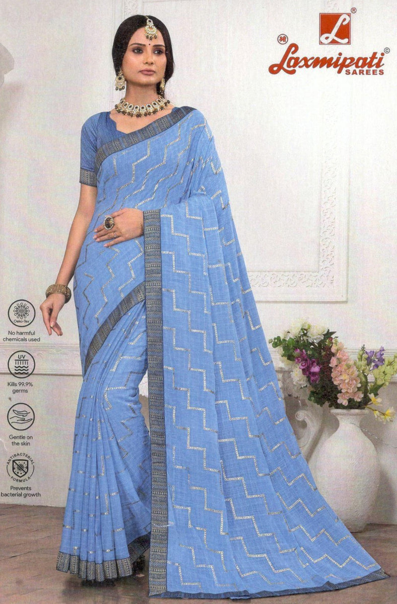 Serene Light Blue Georgette Saree with Silver Foil Print
