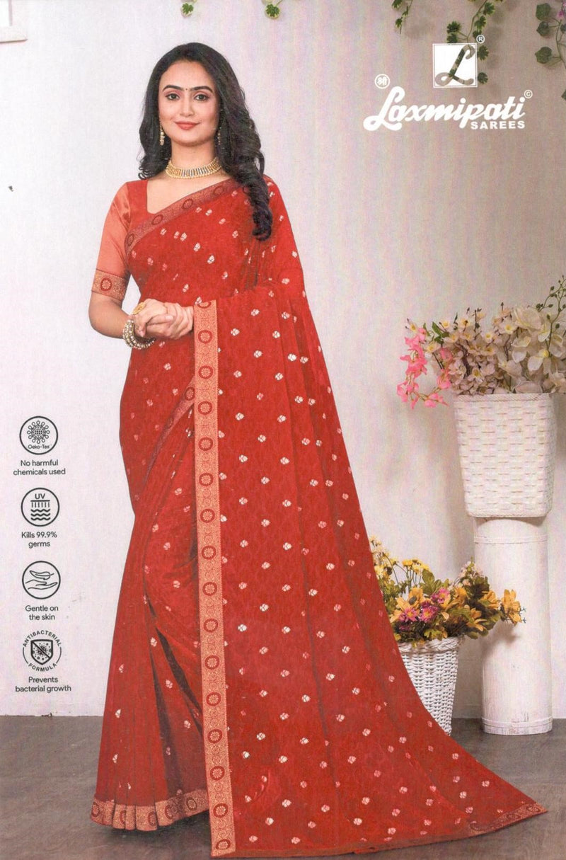 Classic Maroon Georgette Saree with Delicate Butta Work