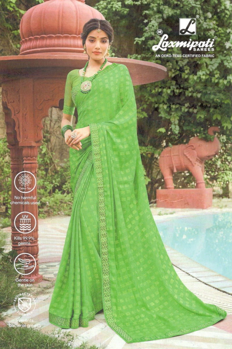 Radiant Lime Green Georgette Saree with Textured Pattern