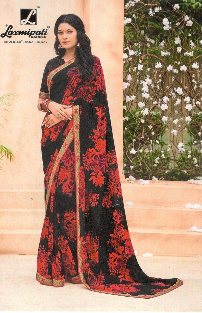 Vibrant Multicolor Abstract Printed Georgette Saree - Eco-Friendly