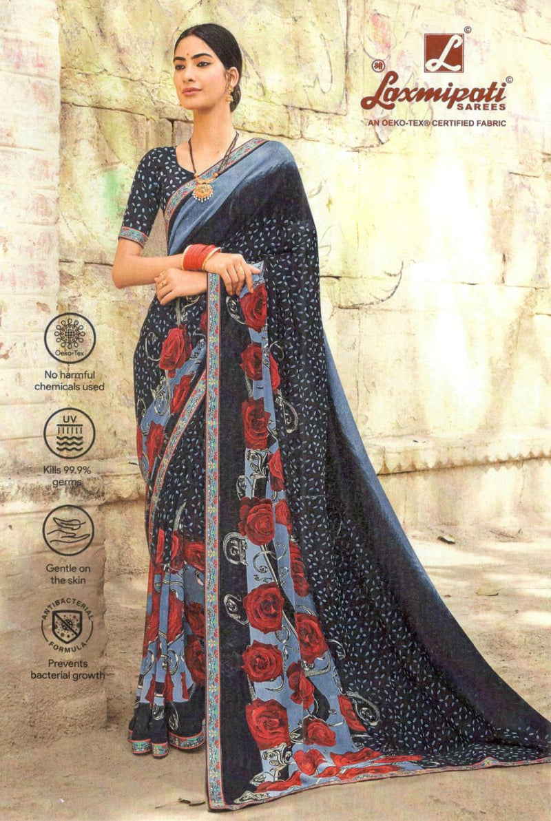 Chic Multicolor Striped Georgette Saree - Modern & Lightweight