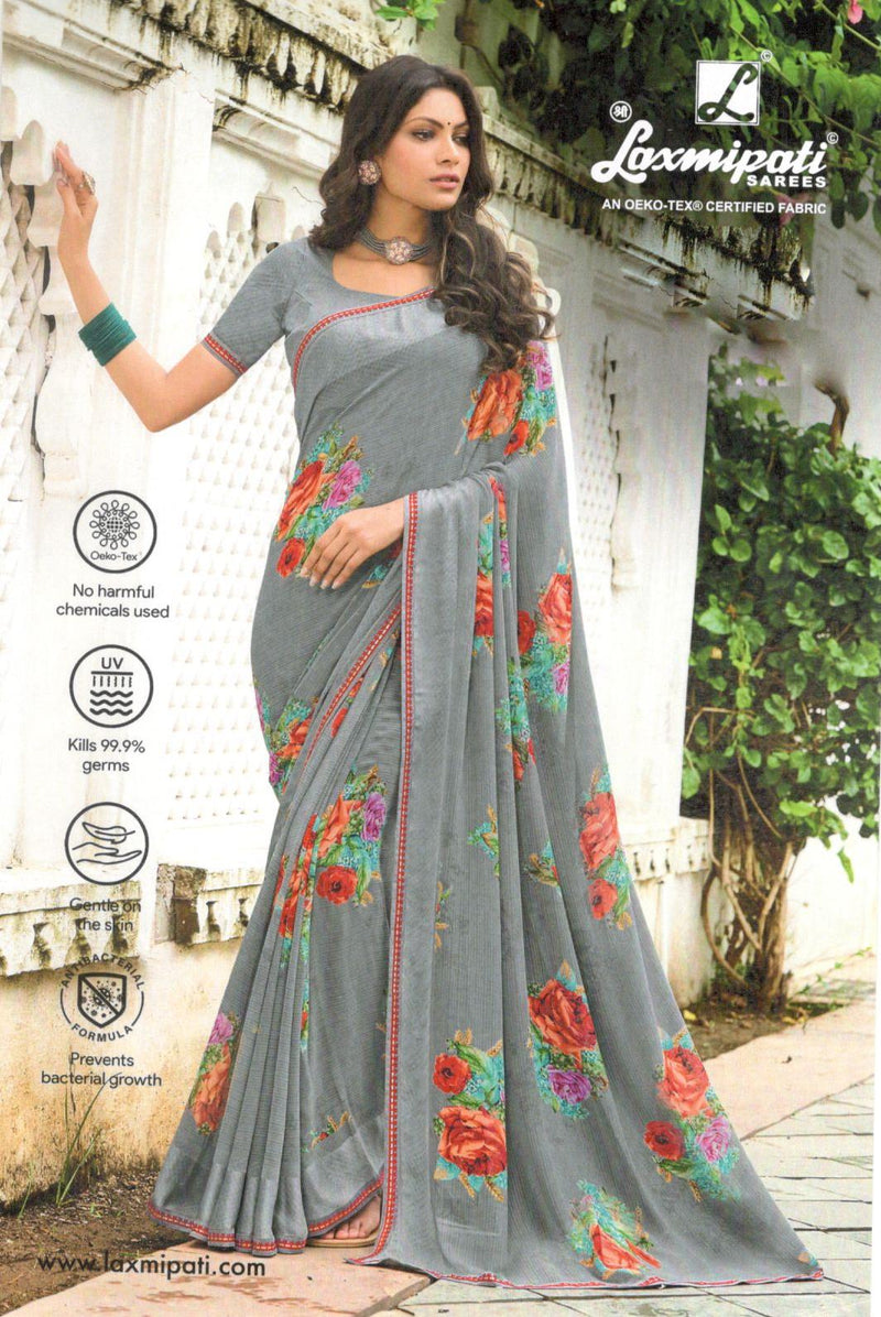 Chic Multicolor Striped Georgette Saree - Modern & Lightweight