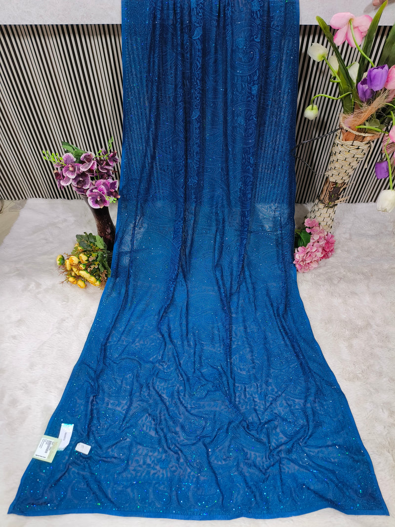Timeless Black Georgette Saree with Intricate Pattern & Shine