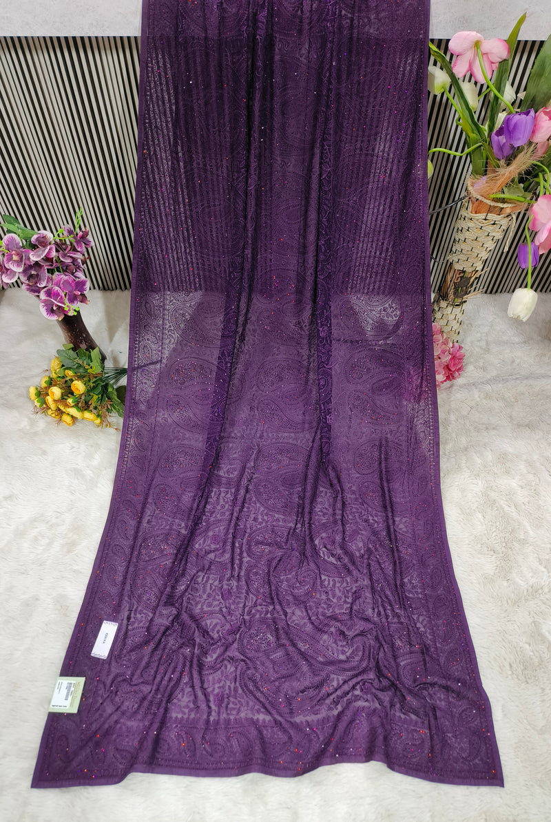 Timeless Black Georgette Saree with Intricate Pattern & Shine