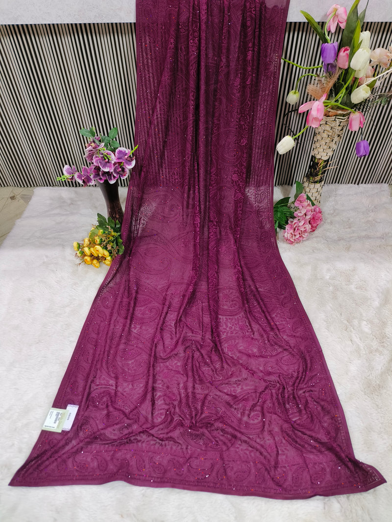 Timeless Black Georgette Saree with Intricate Pattern & Shine