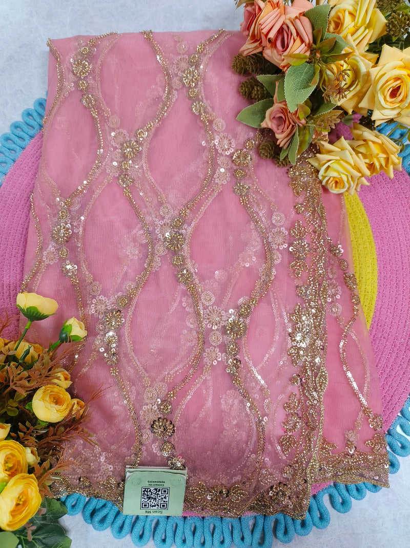 Enchanting Sage Green Net Saree with Sequin & Zari Work