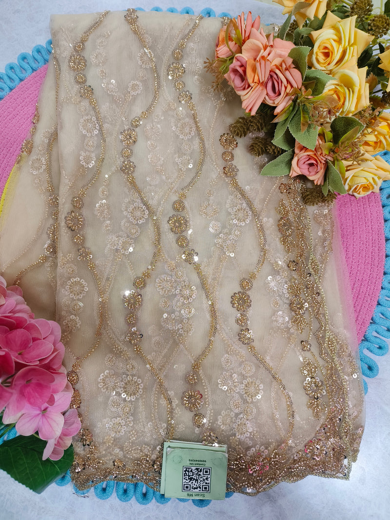 Enchanting Sage Green Net Saree with Sequin & Zari Work