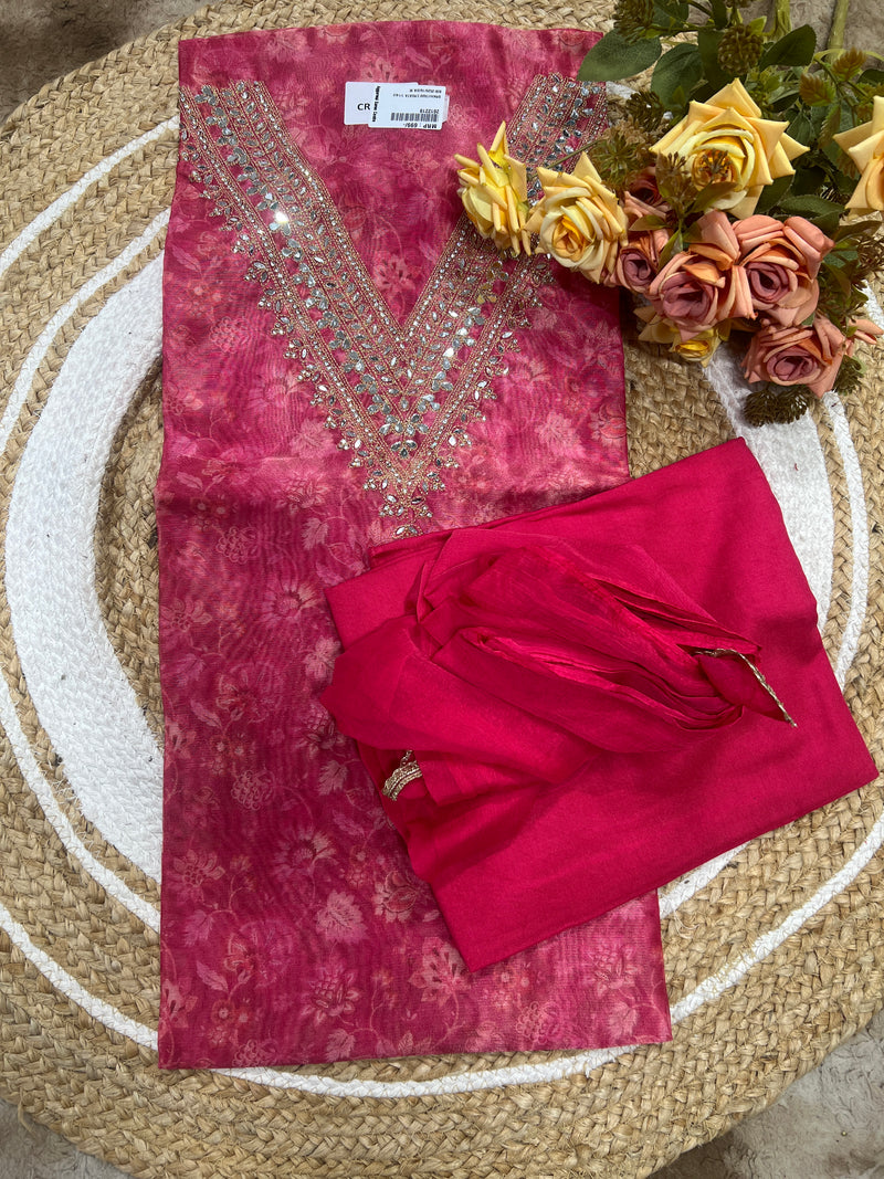 Enchanting Teal Green Floral Salwar Suit Dress Material