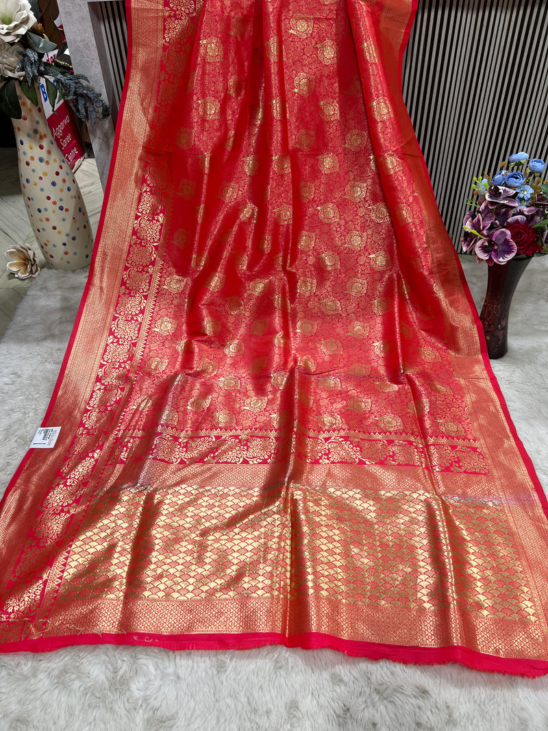 Royal Red Silk Blend Saree with Rich Golden Zari Weaving