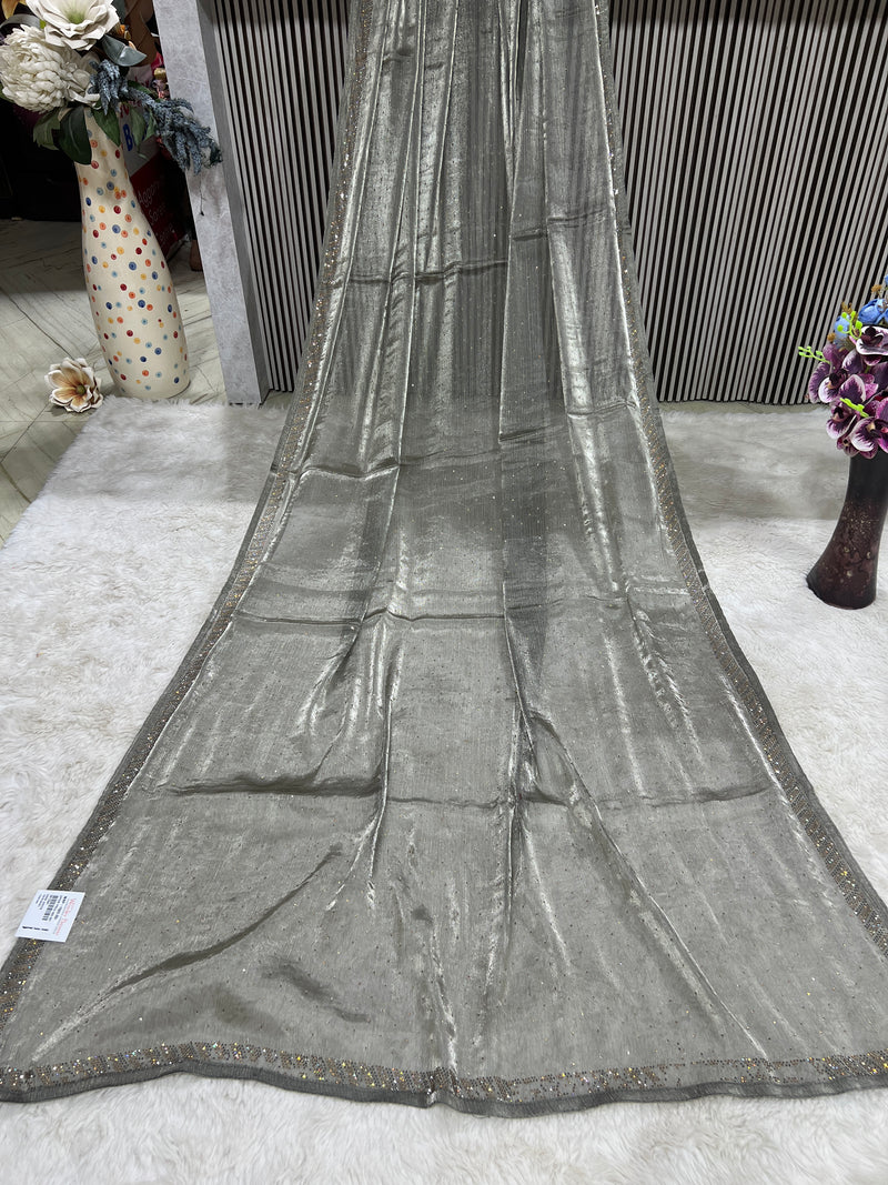 Sparkling Dark Green Designer Saree with Shimmer Work