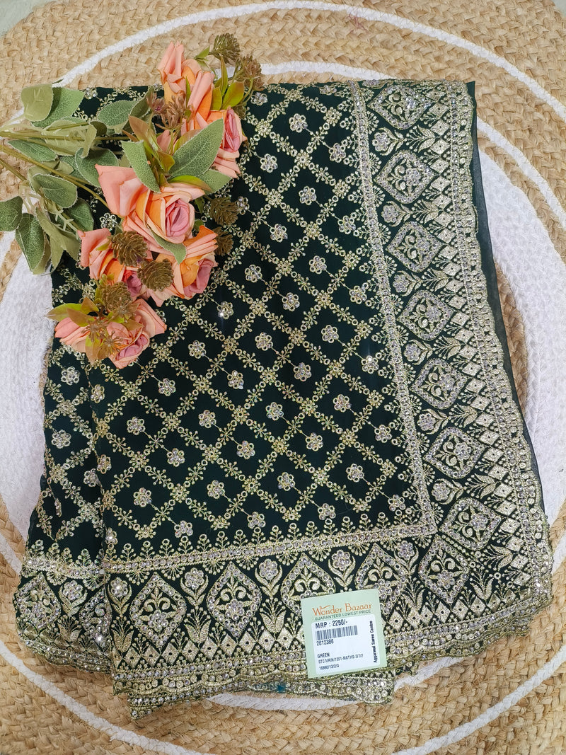 Enchanting Purple Georgette Saree with Golden Sequin Embroidery