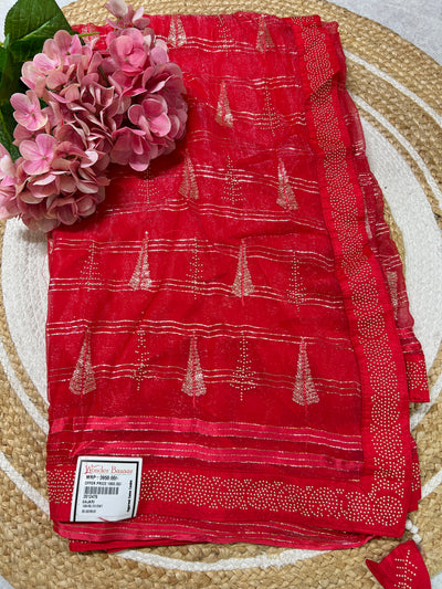 Radiant Gajri Pink Embellished Georgette Saree