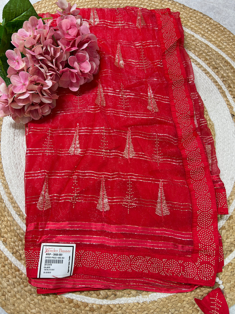 Radiant Gajri Pink Embellished Georgette Saree