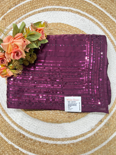 Glamorous Wine Sequin Georgette Party Wear Saree