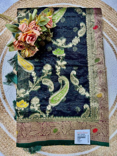 Opulent Green Banarasi Art Silk Saree with Zari Paisley Weave