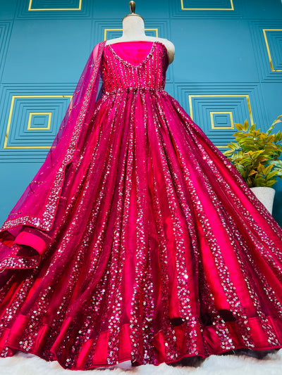 Dazzling Hot Pink Sequin Non-Bridal Lehenga for Glamorous Events