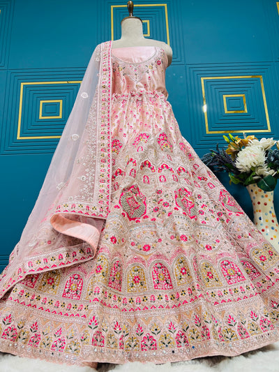 Elegant Blush Pink Embroidered Lehenga Choli for Festivities