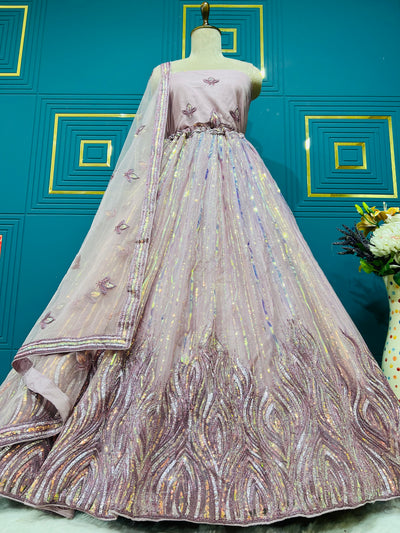 Glamorous Lavender Shimmer Sequin Lehenga Choli