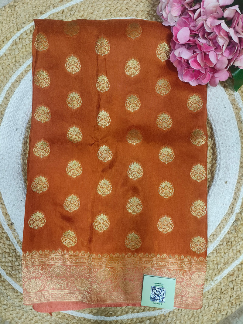 Classic Rani Pink Banarasi Silk Saree with Golden Zari Bootis