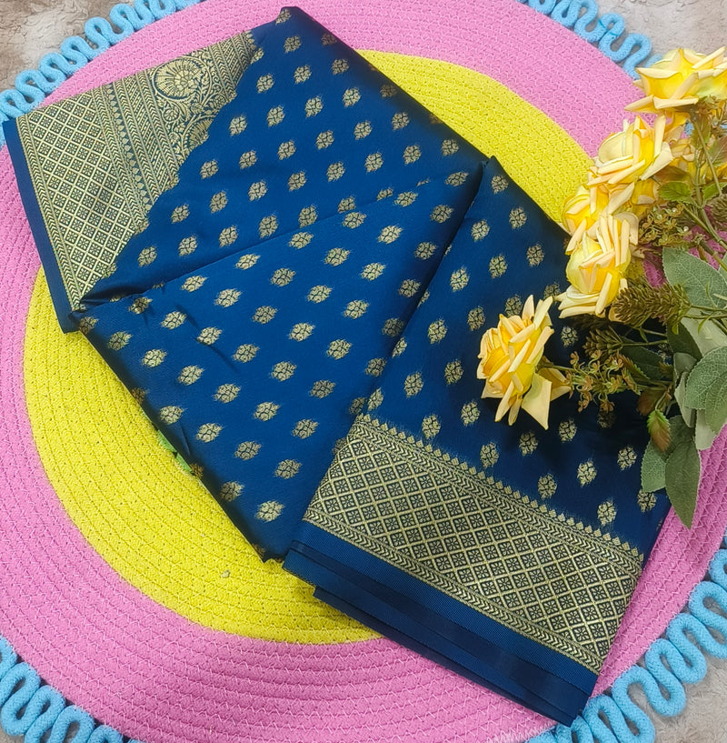 Regal Dark Purple Banarasi Style Silk Blend Saree with Zari Weave
