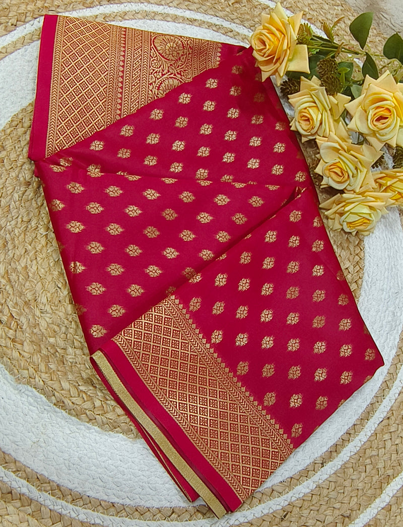 Regal Dark Purple Banarasi Style Silk Blend Saree with Zari Weave
