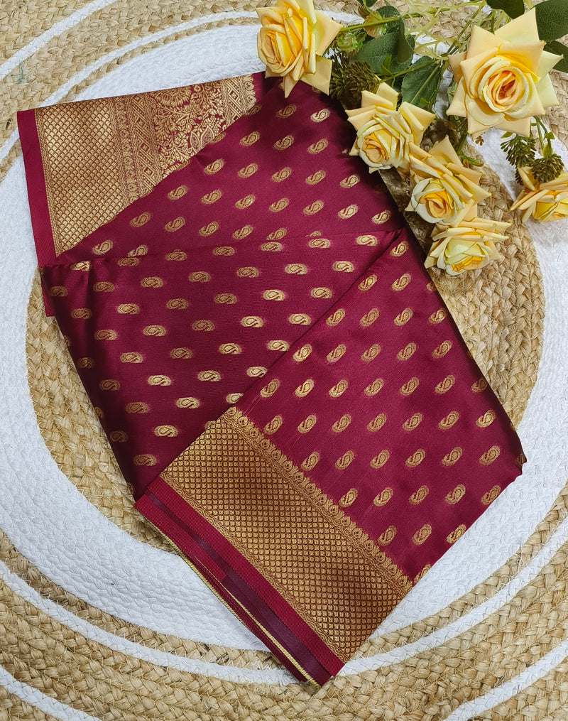 Opulent Maroon Fancy Saree with Intricate Zari Paisley Design