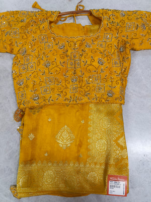 Alluring Golden Yellow Saree with Zari Weave & Embroidered Blouse