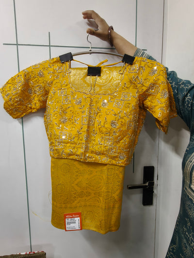Radiant Yellow Saree with Gold Embroidered Blouse Set for Festivities