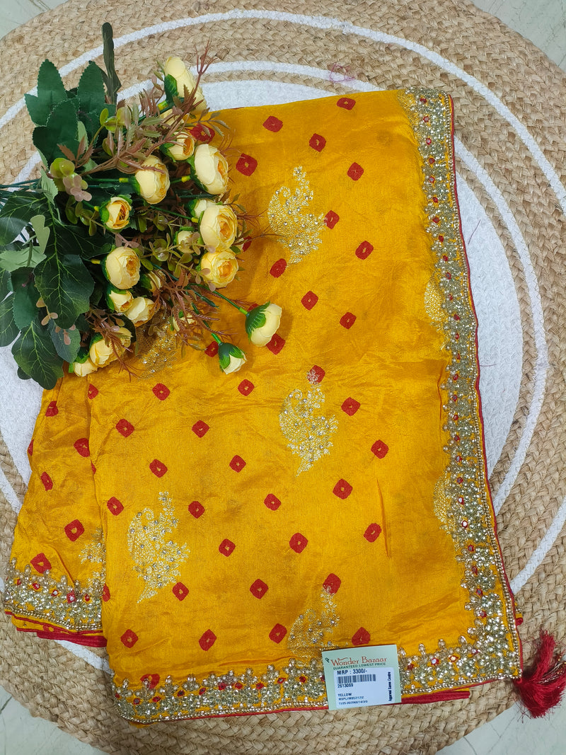 Majestic Purple Bandhani Saree with Zari & Sequin Embellished Border