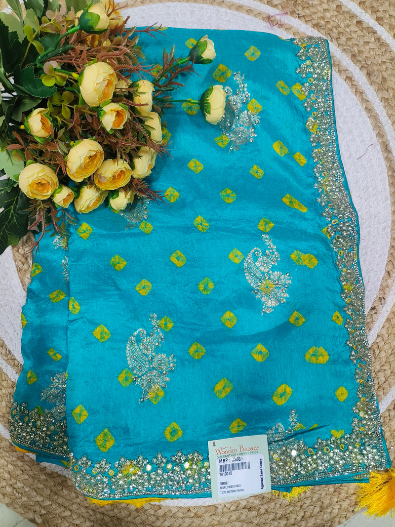 Majestic Purple Bandhani Saree with Zari & Sequin Embellished Border