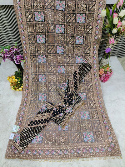 Elegant Black Sequin & Embroidered Georgette Saree with Blouse
