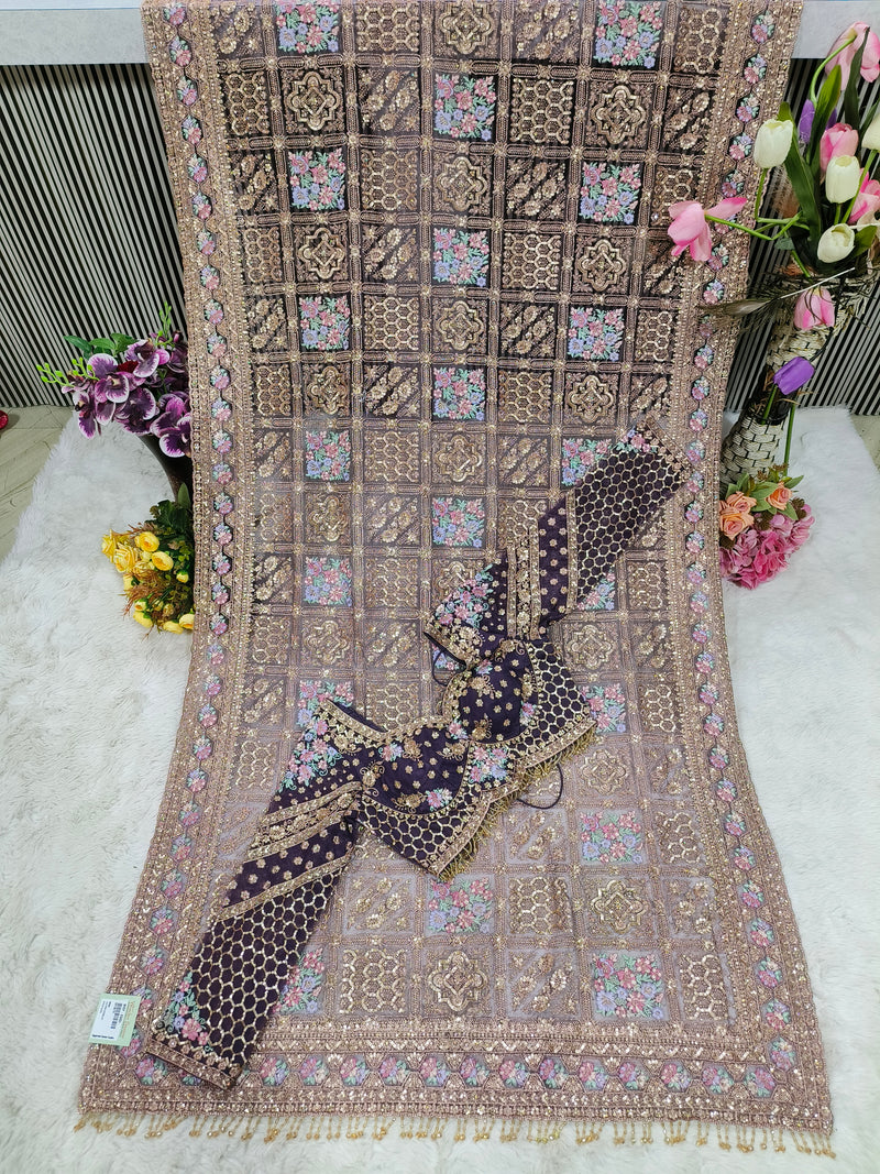 Elegant Black Sequin & Embroidered Georgette Saree with Blouse