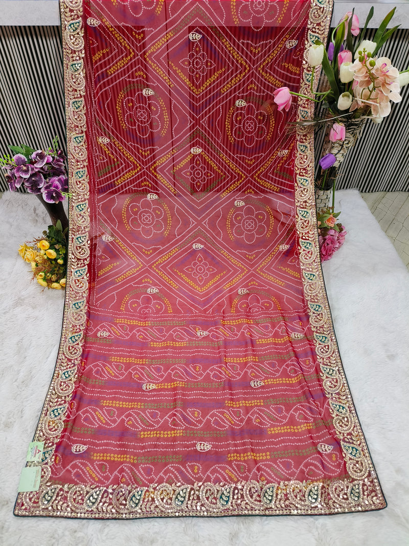 Graceful Berry Red Fancy Saree with Traditional Motifs & Zari Border
