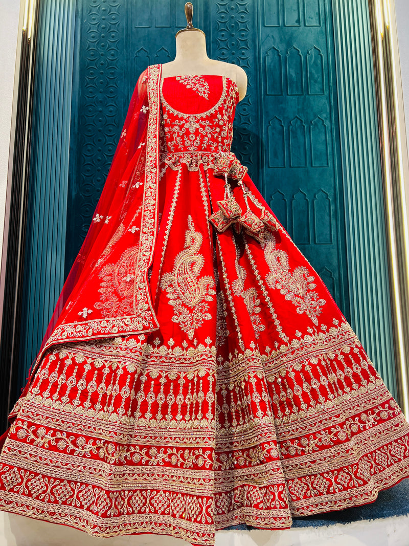 Vibrant Fuchsia Pink Bridal Lehenga with Grand Gold Threadwork