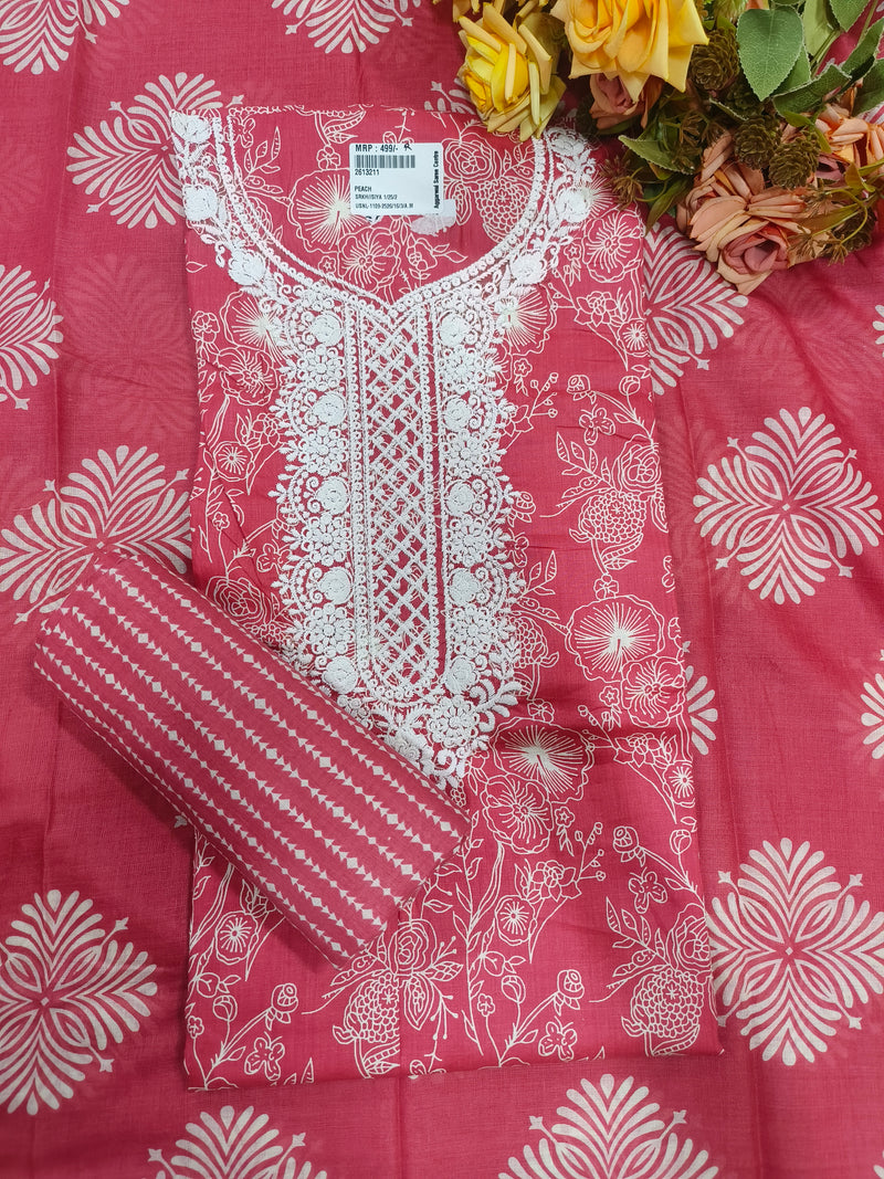 Elegant Purple Floral Embroidered Cotton Blend Unstitched Suit