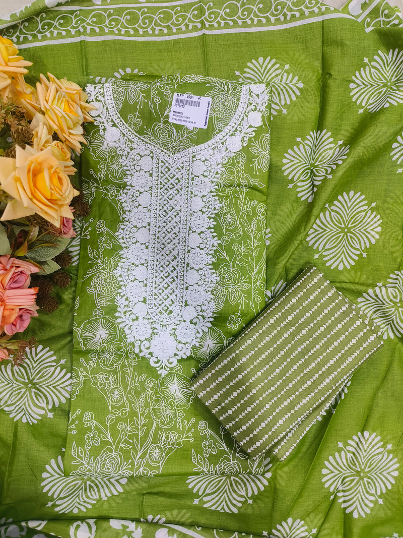 Elegant Purple Floral Embroidered Cotton Blend Unstitched Suit