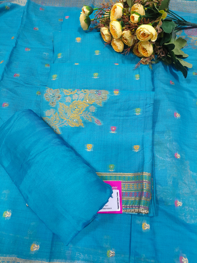 Elegant Peach Embroidered Suit Set with Floral Motifs