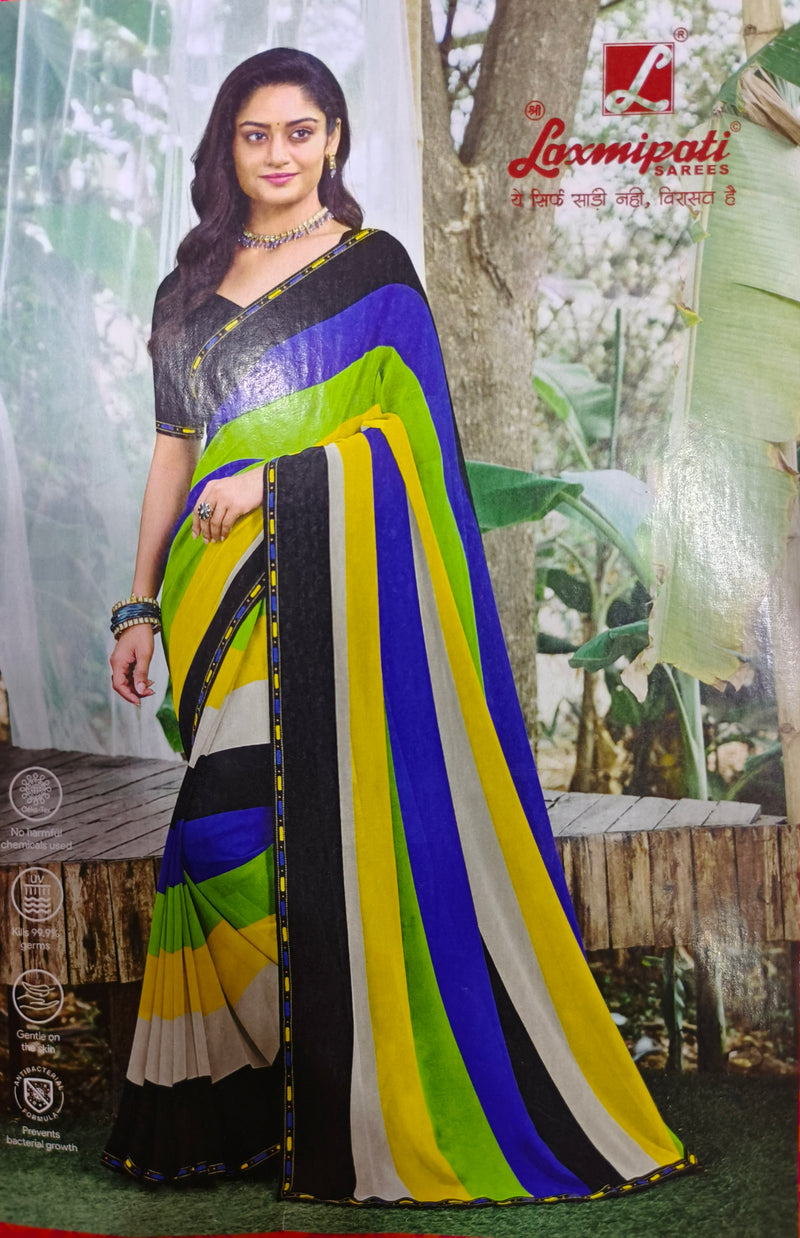 Vibrant Multi-Color Striped Georgette Saree for Daily Wear