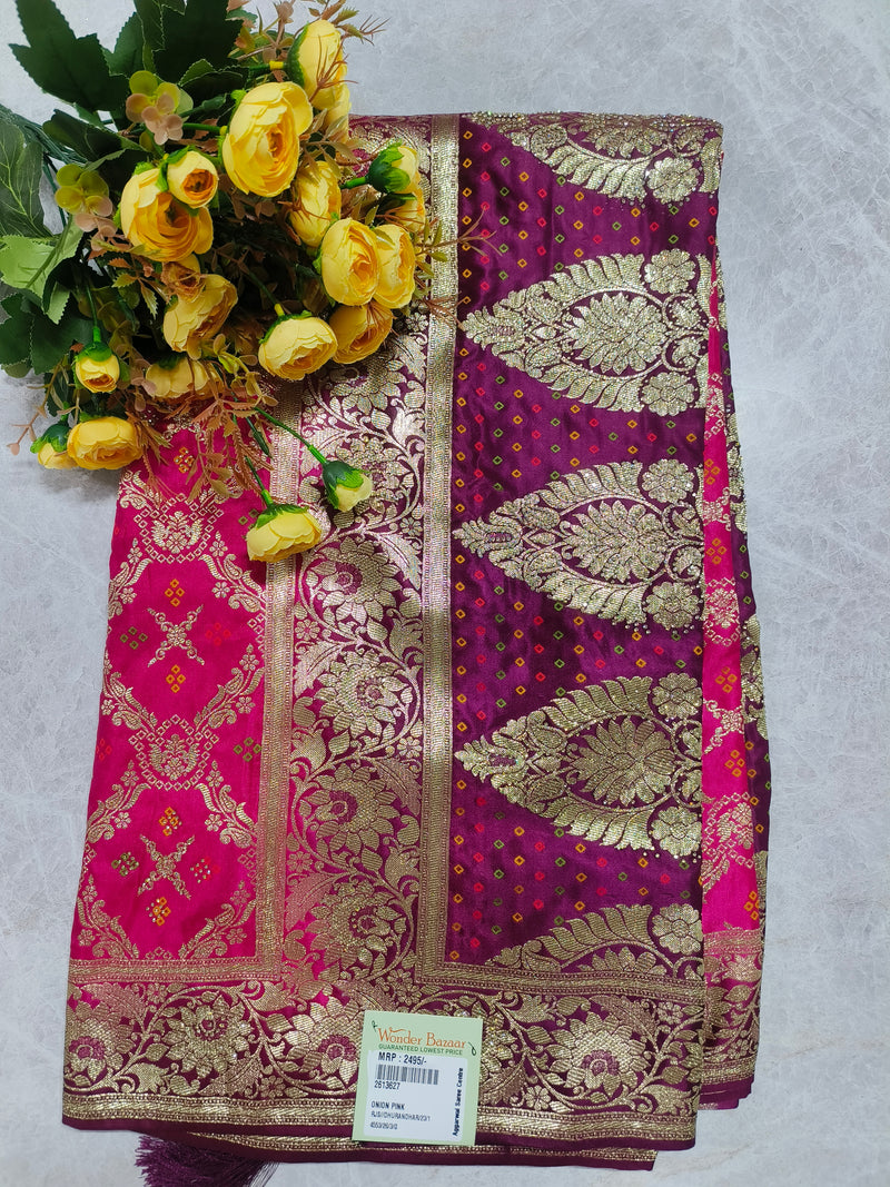 Stunning Teal Blue Fancy Saree with Rich Golden Zari Border