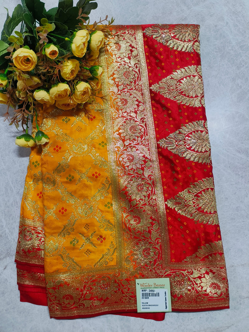 Stunning Teal Blue Fancy Saree with Rich Golden Zari Border