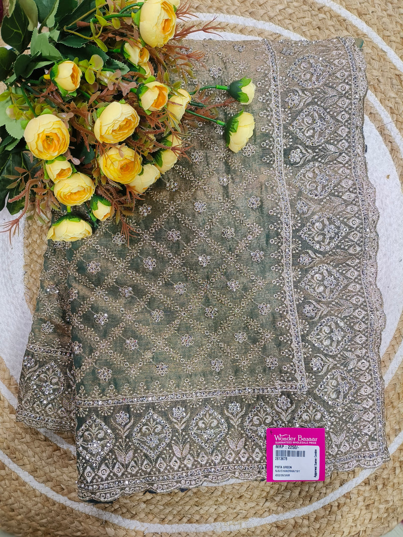 Enchanting Purple Georgette Saree with Golden Sequin Embroidery