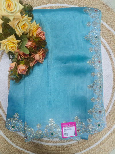 Ethereal Powder Blue Fancy Saree with Shimmer & Stone Work