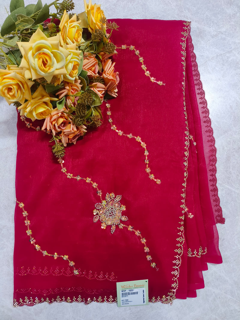 Elegant Green Fancy Saree with Delicate Sequin Accents