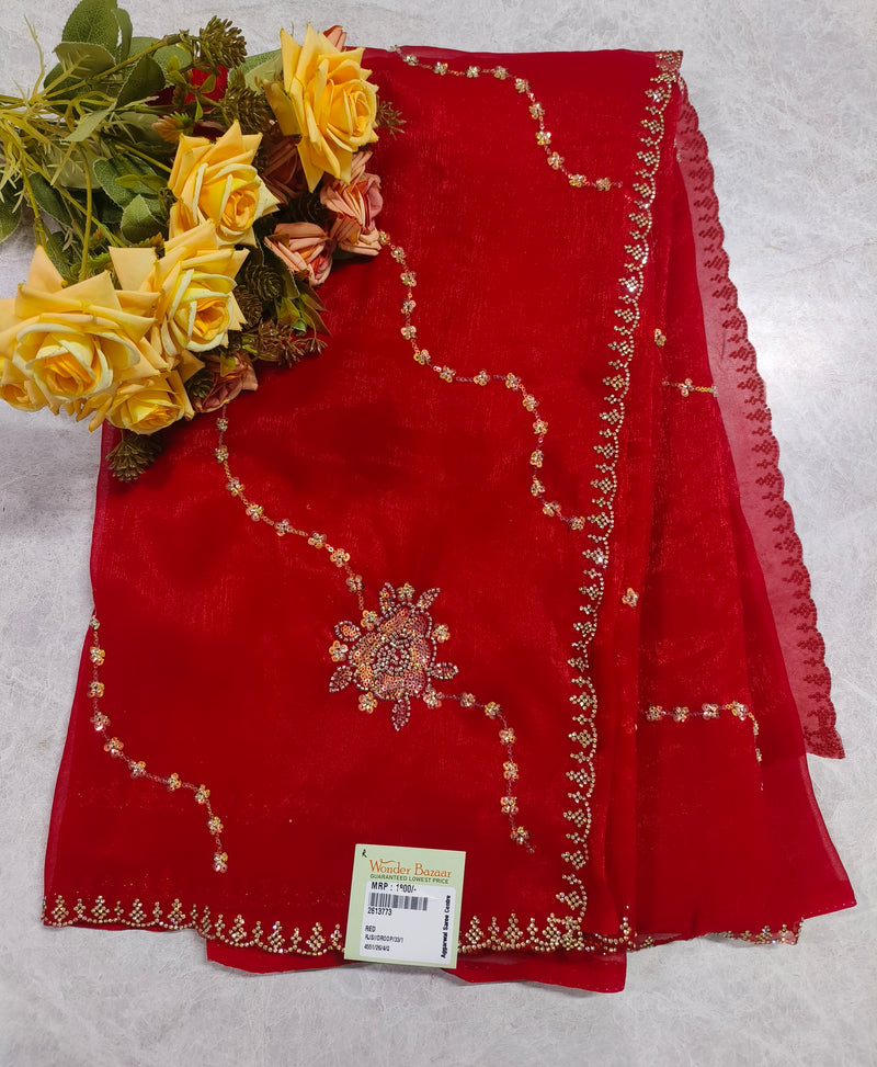Elegant Green Fancy Saree with Delicate Sequin Accents